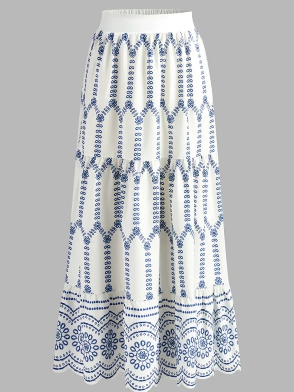 Commense NWT 2 Piece Set Maxi w/lace up top w/padding. White w/Blue floral Small - Picture 5 of 9